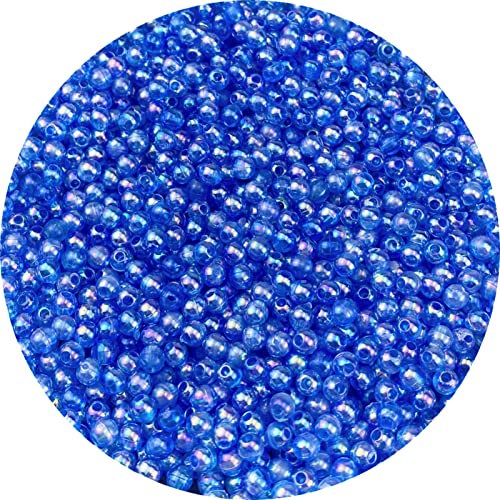 1500 Pcs 4mm Acrylic Round Beads AB Colors Round Spacer Beads for Earring Bracelet Necklace Key Chains Jewelry DIY Craft Making (Royal Blue AB)
