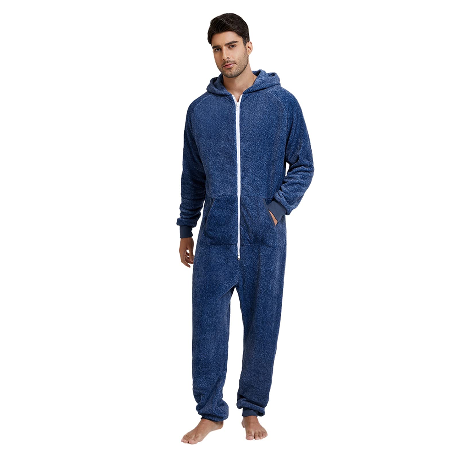Combinaison Pour Homme En Peluche Douce Avec Fermeture Éclair - Grenouillère Confortable Et Amusante