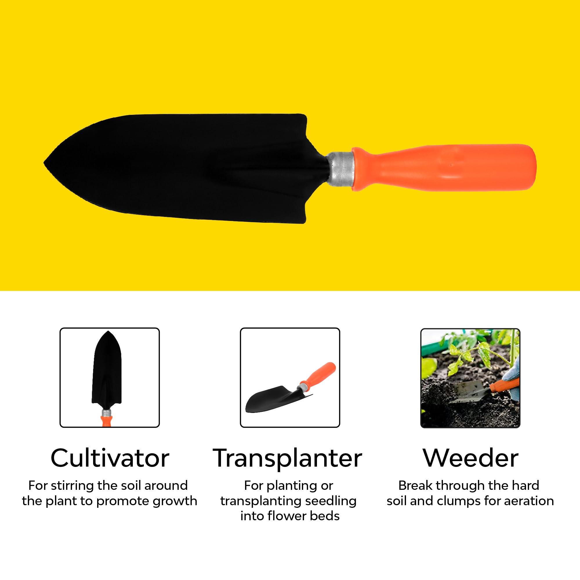 Kraft Seeds by 10CLUB Small Trowel with 5-Pack Cocopeat 100g - Essential Gardening Set for Precise Planting and Soil Enrichment | Rust-Free Trowel for Garden | Plant Tool for Digging in Garden - Image 4 thumbnail