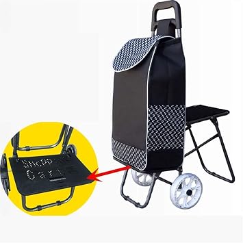 Shopping Trolley on Wheels Multi Function Shopping Cart Trip Elderly Climbing Stairs Cart Supermarket to Buy Food with Seat Bearing Crystal Single Wheel Lever Car Trolley Storage Hand Trucks,#1,S #
