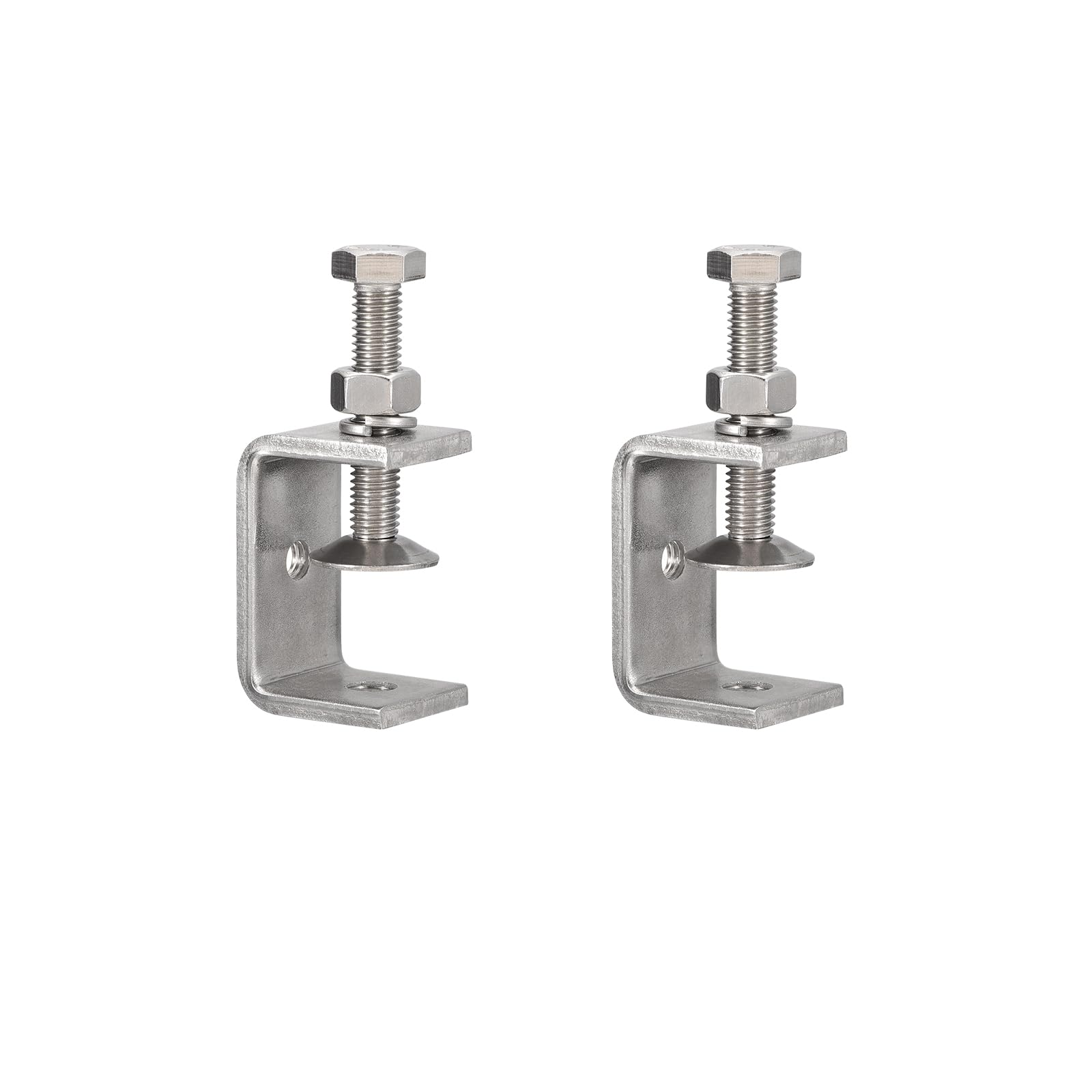 Awclub 2 Pack 304 Stainless Steel C Clamps with 45mm/1.77" Stable Wide Jaw Opening Tiger Clamp for Woodworking Welding Construction Household Mount