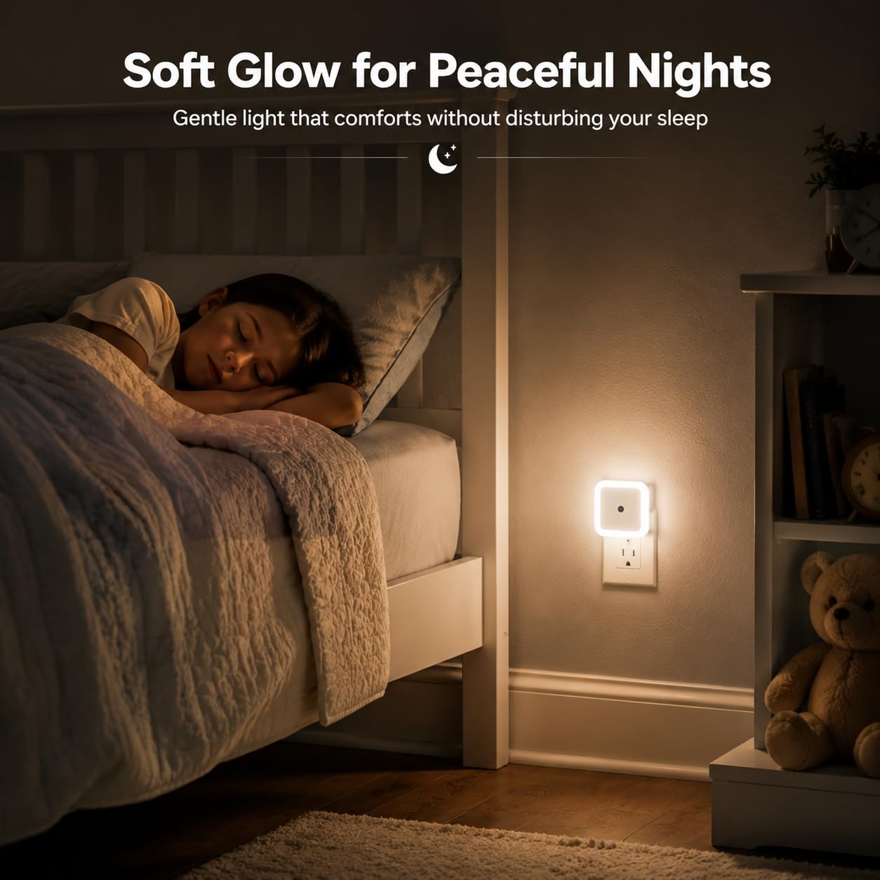 Othmro Luce Notturna Bambini, 4 Pezzi Luce Notturna LED con Sensore Crepuscolare, Luci Notturne da Presa per Bambini, Bagno, Corridoio, Cucina, Scale, Bianca Calda