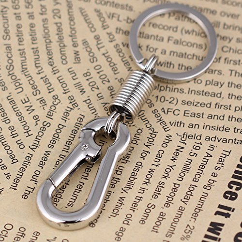 Image of maycom Retro Style Simple Strong Carabiner Shape Keychain Key Chain Ring Keyring Keyfob Key Holder (Polished Silver)
