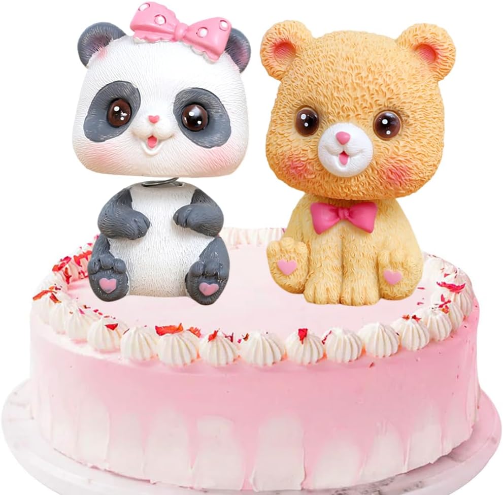 DKLQXCE Panda Car Figure, Pack of 2 Animal Figure, Dog Car Dashboard Ornaments, Panda Animal Figure Model for Children's Birthday Decoration, Collection, Decorations Model