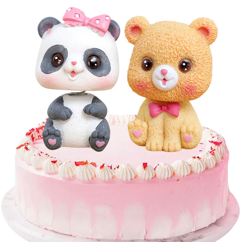 DKLQXCE Panda Car Figure, Pack of 2 Animal Figure, Dog Car Dashboard Ornaments, Panda Animal Figure Model for Children's Birthday Decoration, Collection, Decorations Model