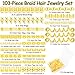 Vaikby 103PCS Gold Hair Jewelry for Braids, Cuffs & Rings, Loc Accessories for Black Women, Metal Decorations, Charms for Dreadlocks and Braiding