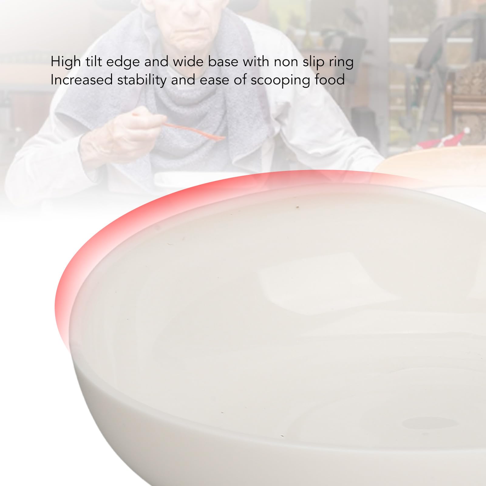 Plato Redondo a Prueba de Derrames, Vajilla Adaptable con Alimentación Automática, Utensilios para Comer con Base Antideslizante para Adultos Mayores Discapacitados con Parkinson