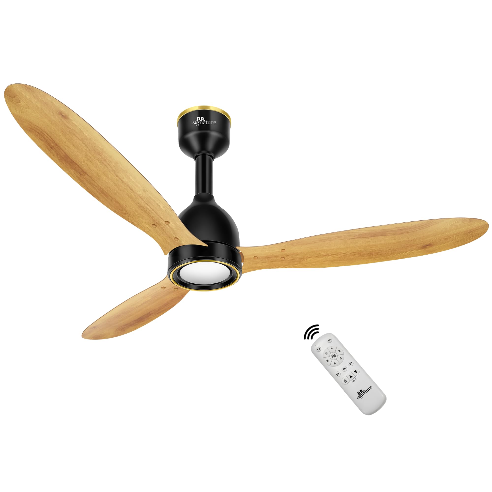 RR Signature COMFYGLOW 1250mm BLDC Underlight Ceiling Fan Pine Wood - Image 1