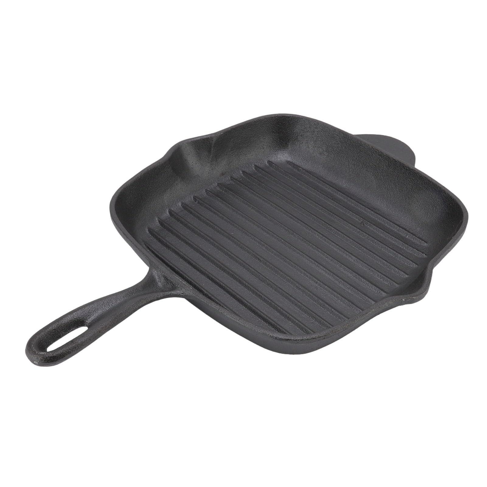 Generic Żeliwna Patelnia z Grillem Pasiastka Patelnia Kwadratowa Stekowa Czworonożna dla Wołowiny, Grillowanie (28CM)