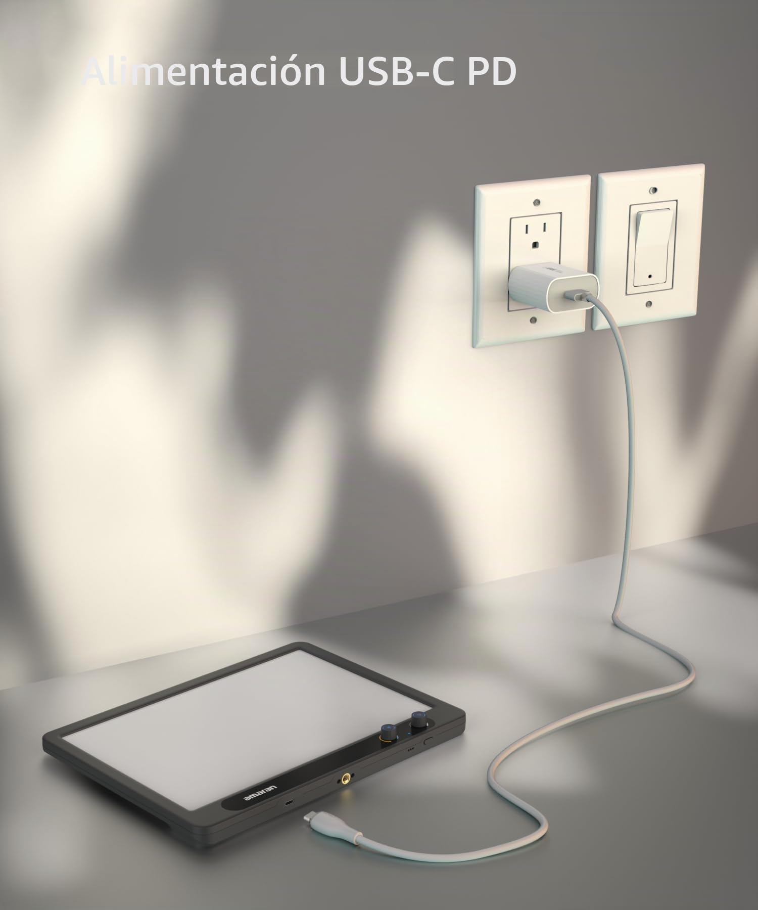amaran Verge Luz Principal Bicolor para Escritorio, Panel LED Suave 2700K–6500K, CRI 96, Control Frontal y Alimentación por USB-C, para Streaming, Videollamadas y Creación de Contenido – Carbón