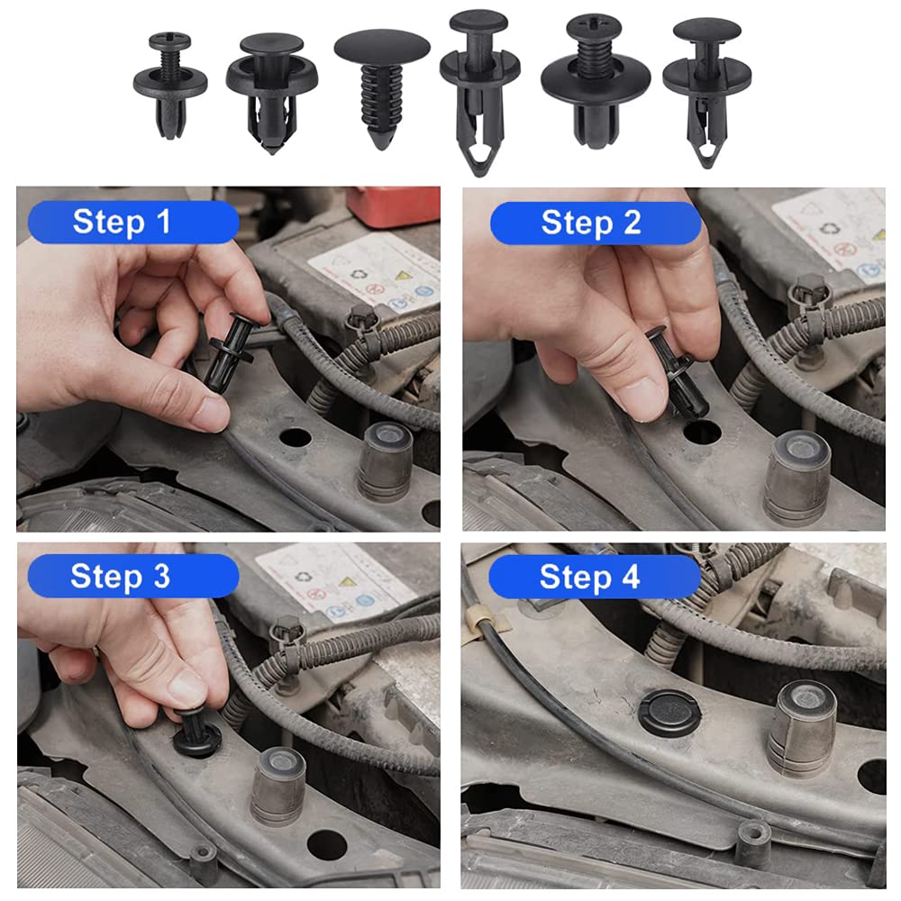 190x Bumper Clips Rivet Fender Car Auto Plastic Rivets Clips Push