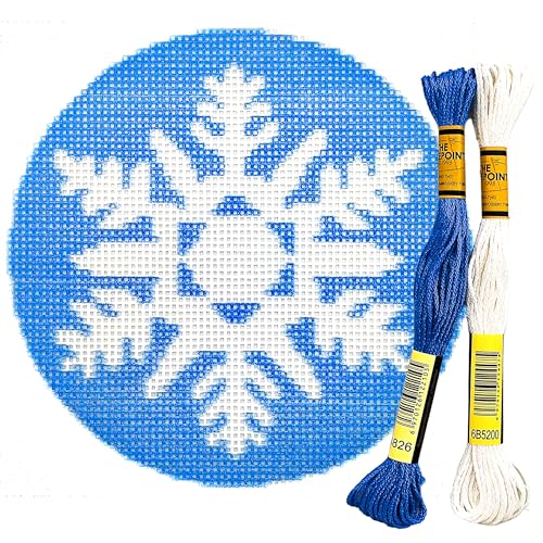 Howie's Needlepoint Needlepoint Kits, 18CT Printed Embroidery Pattern Starter Kits, Stamped Patterns Canvas Kits(Snowflake4,4x4inch)