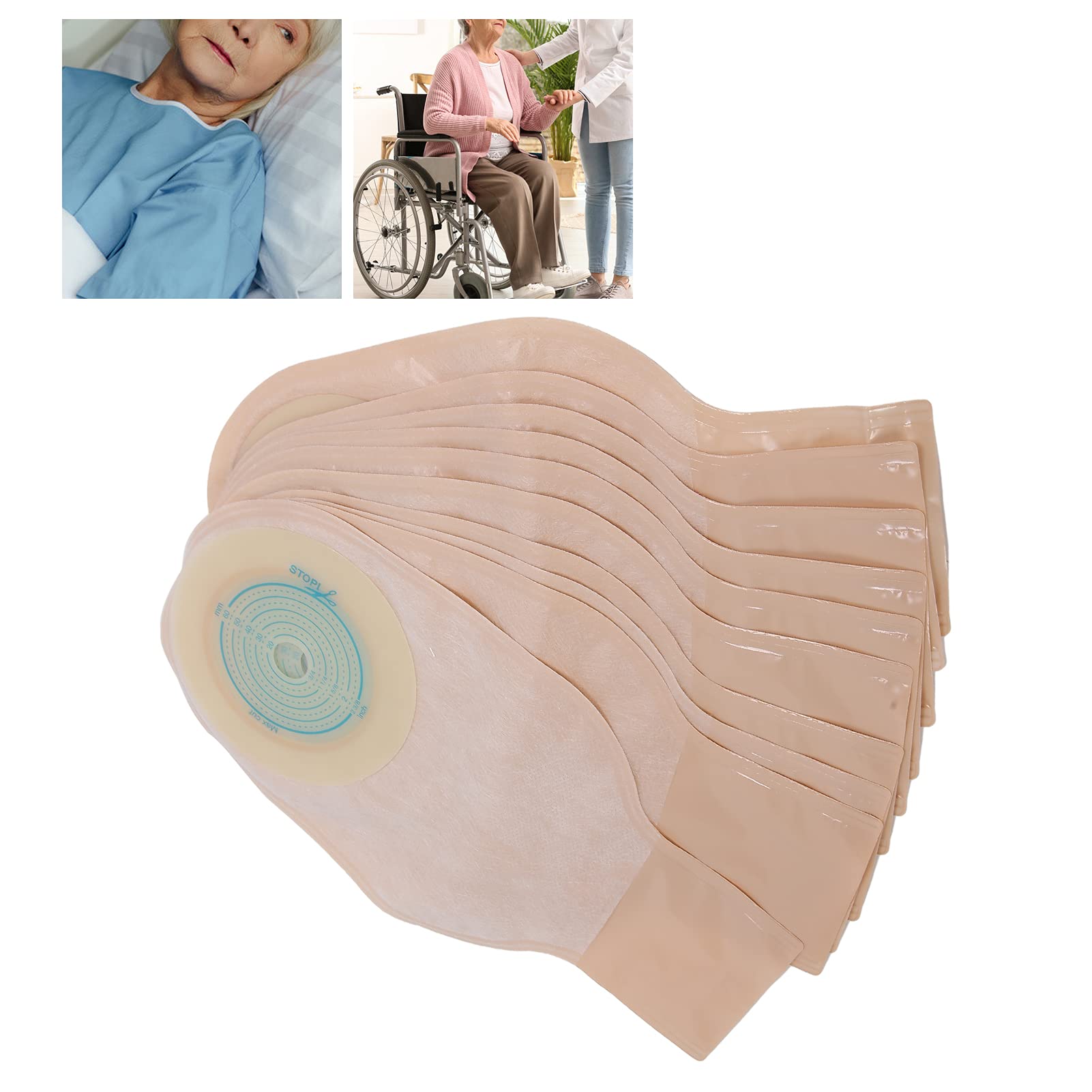 Fyearfly Sacca per colostomia, Sacchetti per Colostomia Stomia, 10 Pezzi Borsa per stomia Borse per colostomia monouso Monopezzo Forniture per stomia per stomia ileostomia