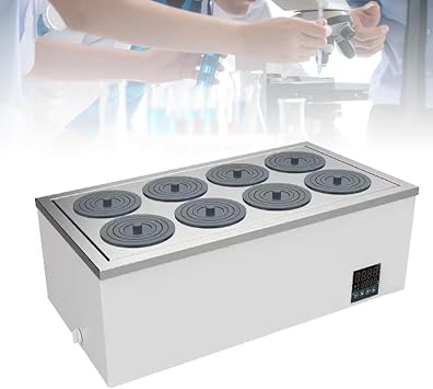 Digital Lab Water Bath, 1/2/4/6/8 Hole Stainless Steel Liner, RT - 99.9C, with Drain Hole + Adjustable Cover + Waterproof Bracket, Anti-Dry Burning Thermostatic Water Bath,8holes