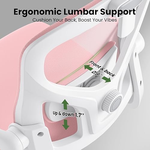 Miniatura 5 de Silla de oficina ergonómica, silla de escritorio giratoria de malla con respaldo alto, soporte lumbar ajustable, reposacabezas y reposabrazos