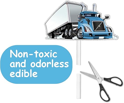 Miniatura 5 de 18 piezas de decoración temática de postre con purpurina azul para camión, automóvil, transporte, vehículos, suministros de decoración para baby