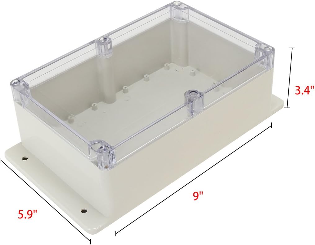 9"x5.9"x3.4"(230mmx150mmx87mm) ABS Transmission Junction Box Universal Project Enclosure w PC Transparent Cover