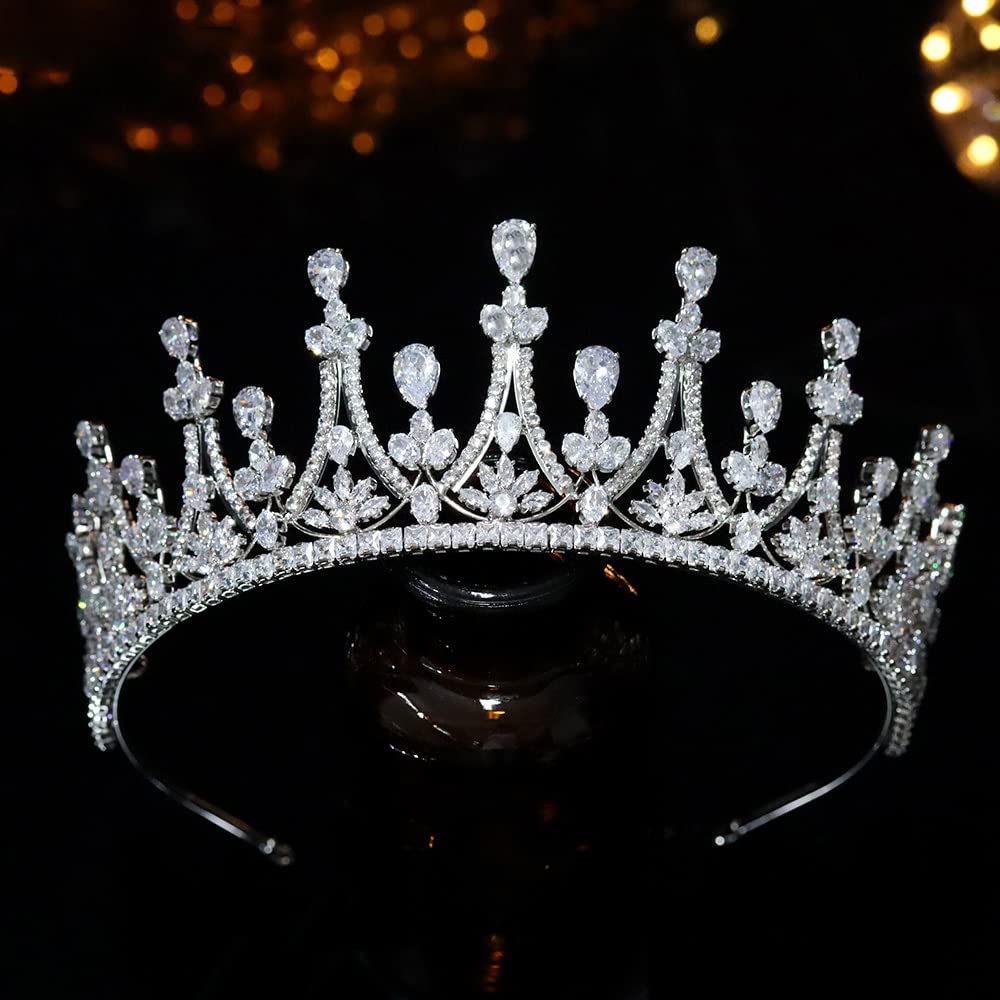 Biżuteria do włosów korona tiary dla kobiet poziom 5A pełne tiary ślubne korony ślubne księżniczka słodka 16 nakrycie głowy akcesoria do włosów firmy, srebro