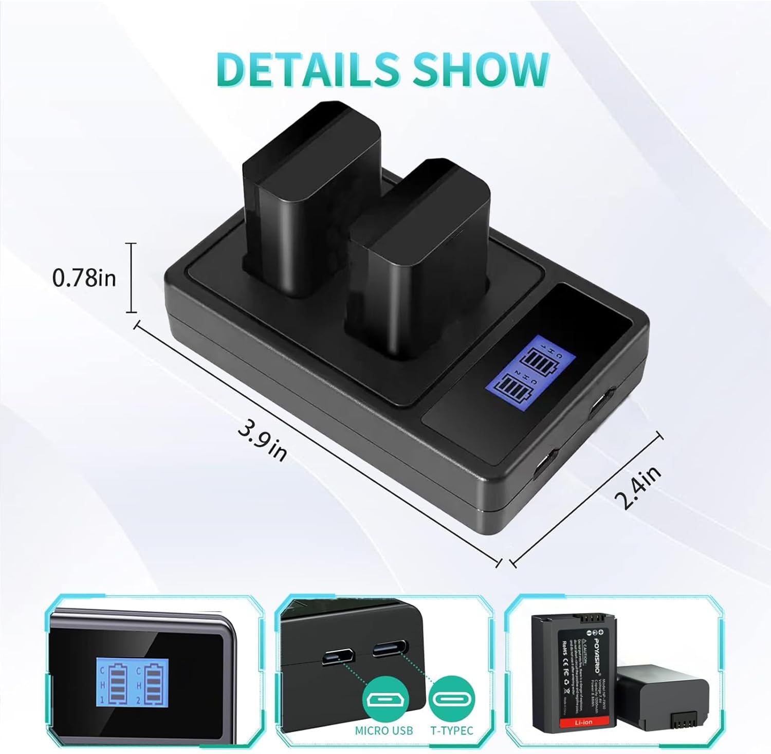 NP-FW50 Batteries (1200mAh) & Dual USB Charger forSony, Alpha A6000、A6400、A6100、A6300、A6500、A5100、A7、A7 II、A7R、A7R II、A7R2、A7S、A7S II、A7S2 – Compatible with forSony Mirrorless Cameras and More, 2-Pack