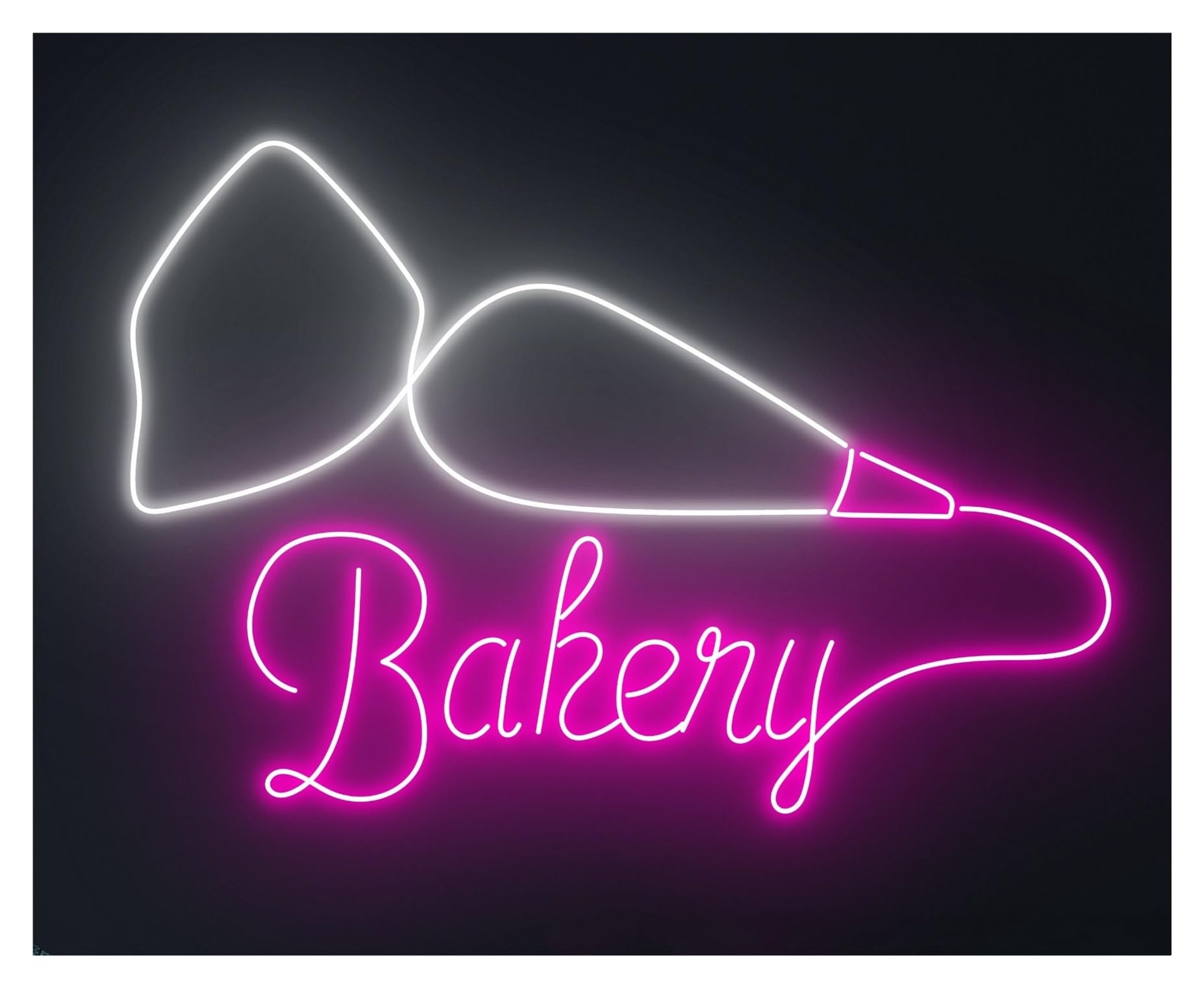 RONGCH Hanging Art Neon Signs Bakery Open Led Light Icing Bag Neon Sign Shop Baking Room Wall Decor Cake Baker Storefront Window Display Business Entranc 50cm