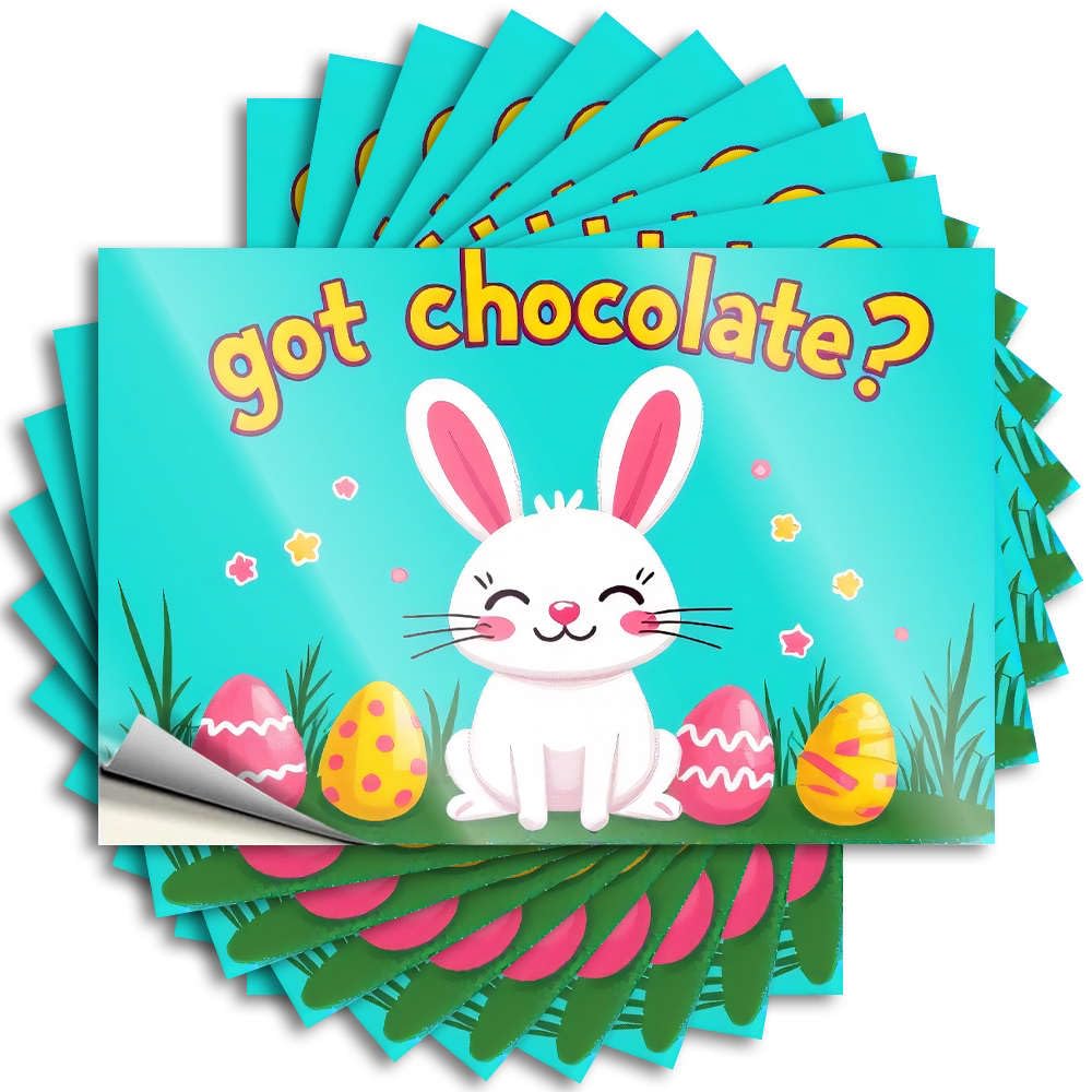 Sticker Bottle Unique Easter Bunny with Chocolate Eggs. for Exterior - Upgrades Easy Peel Removable(8X12CM)
