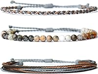 Vista 379 de Handmade Natural Stone Beaded Healing Bracelet Gift for Men Adjustable Rope String Bracelet