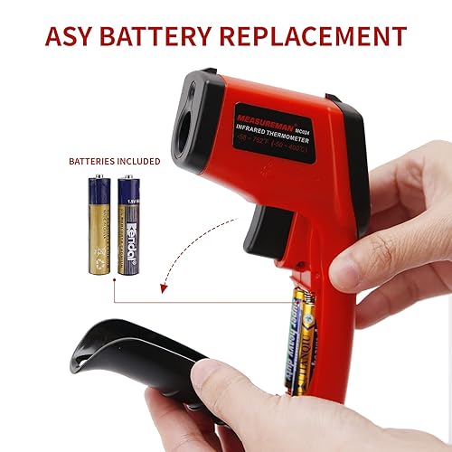 Miniatura 2 de MEASUREMAN Termómetro infrarrojo (no para humanos), pistola de temperatura de tamaño estándar, termómetro láser digital sin contacto, 58752(-58.0 F