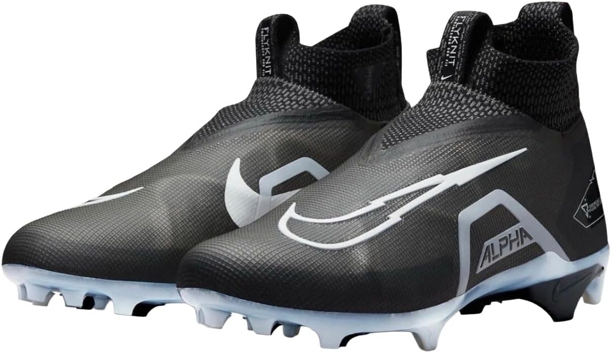 Nike Alpha Menace Elite 3 Flyknit Mid Men's Football Cleats Black White Grey CT6648-001 Size 15 Medium US