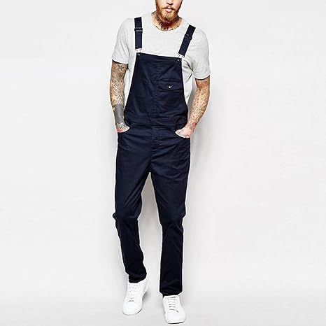 2023 Mono Hombre Vaquero Otoño Casual Moda Peto Vaquero Manga Corta Pantalones De Mezclilla Retro Denim Jeans De Trabajo Con Bolsillo Clásico Suelto Jumpsuit Informal Overall Pantalón Largos