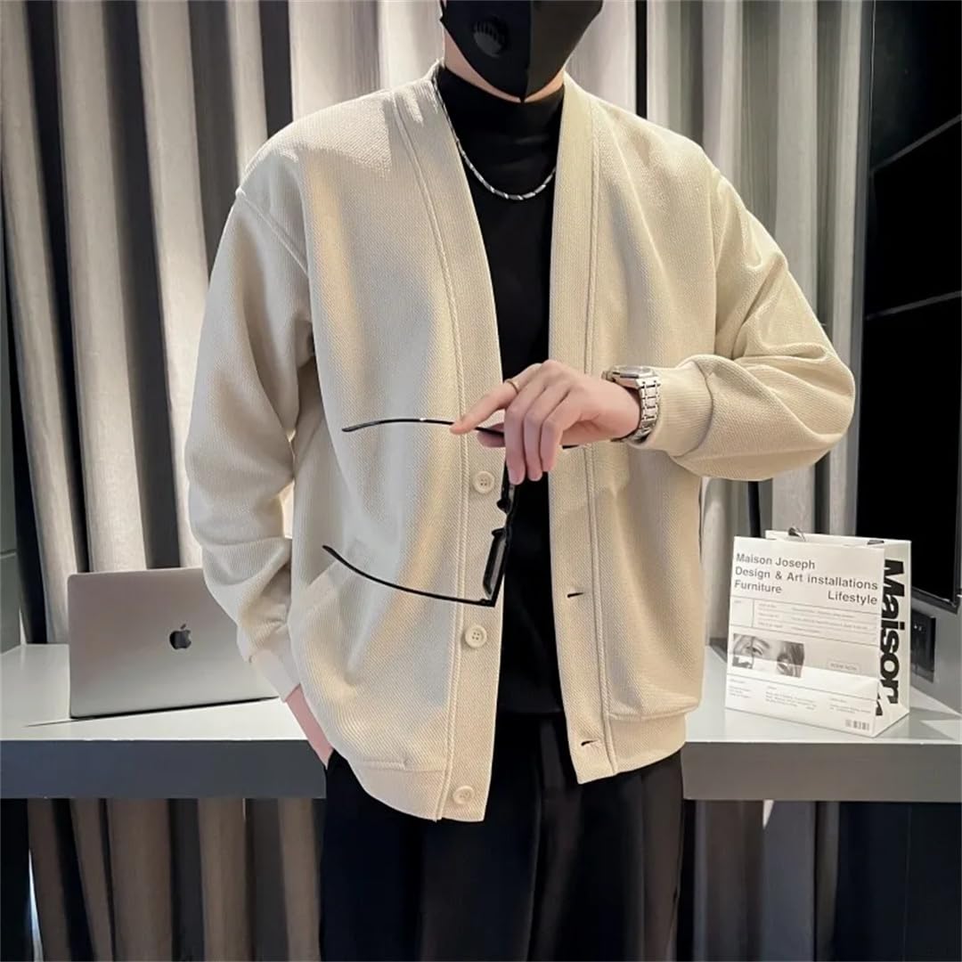 Męska wiosenna bluza z dzianiny kurtka bez kołnierza streetwear kurtka luźne płaszcze