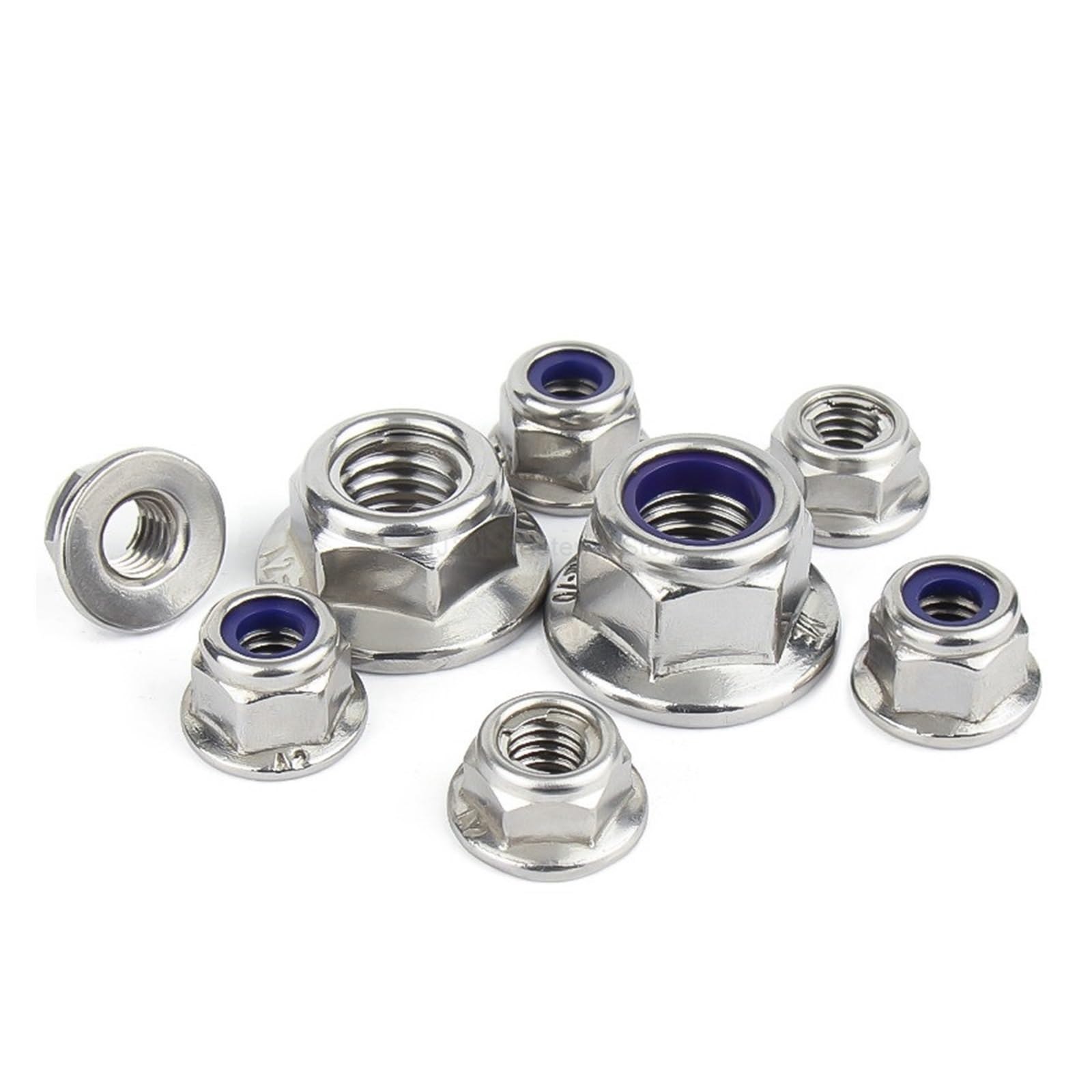 Dadi esagonali a Flangia dentellati, Dadi flangiati esagonali seghettati Chiusura in Nylon in Acciaio Inossidabile e Chiusura in Metallo M4-M12(Metal Lock,M4(10pcs))