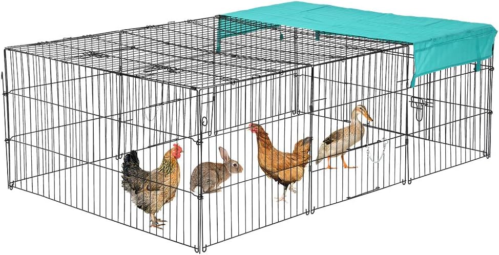 BestPet Pet Playpen Crate 4 Panel Rabbit Hutch Chicken Coop Hen Outdoor Metal Protable Animal Exercise Dog Fence, Black