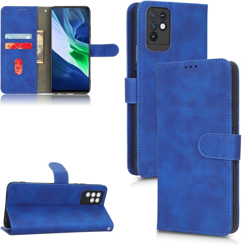 Compatible with Infinix Note 10 4G Flip Wallet Cover,Compatible with Infinix Note 10 4G Kickstand Magnetic Closure Blue