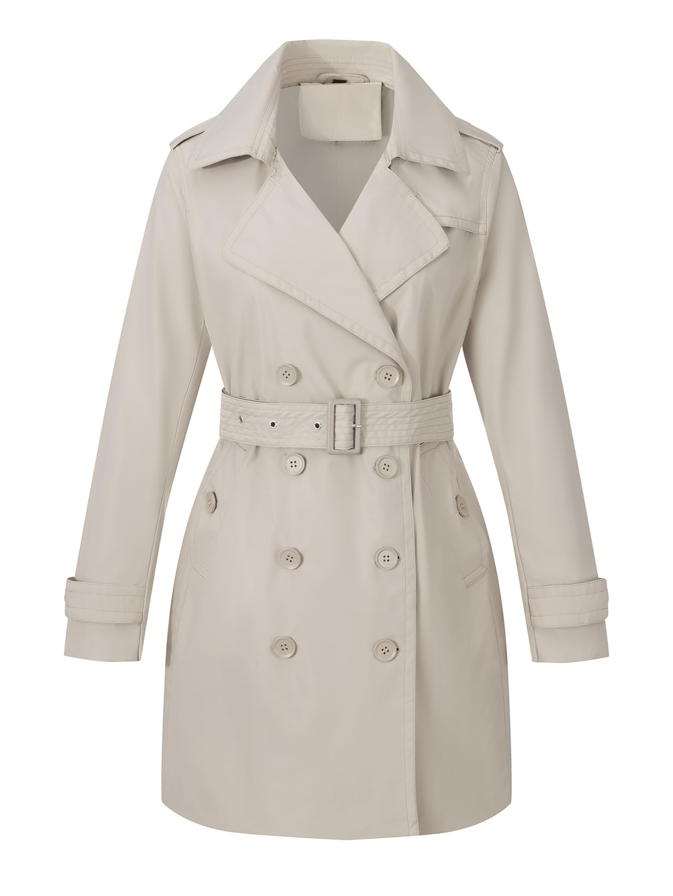 Bellivera Women's Classic Long Windproof Trench Coat With Belted Waist