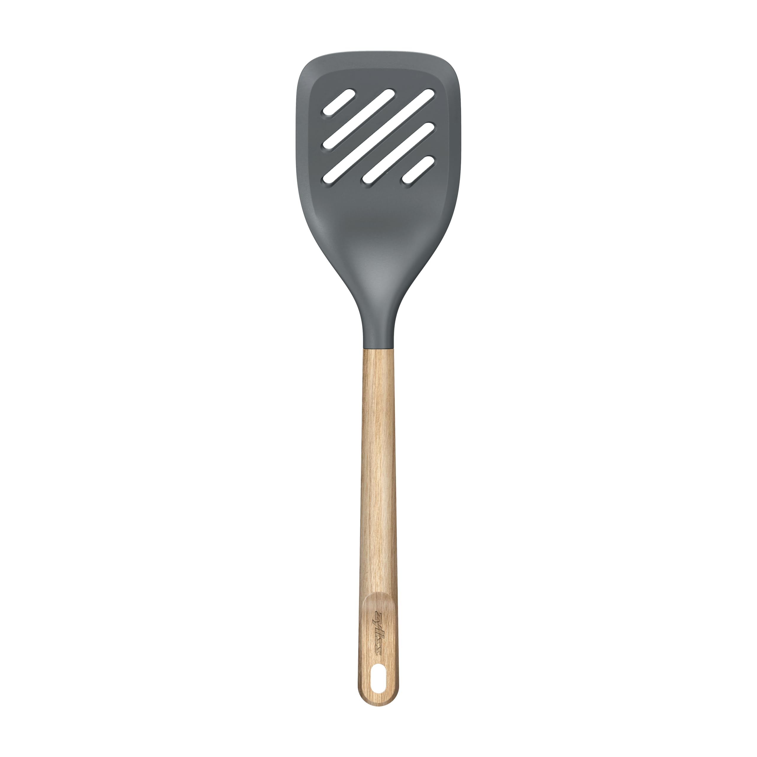 Zyliss Slotted Turner, Oak Wood Handle, Cooking Spatula with Slots for Draining, PBT Heat Resistant Head, Anti-Scratch for Non Stick Pans, 34cm, Handwash Only