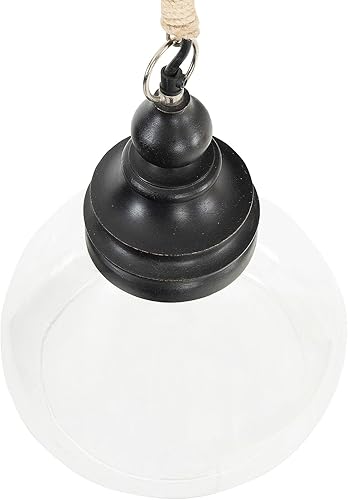 Miniatura 9 de Creative Co-Op EC0252 Colgante de luz de madera de vidrio y mango, negro