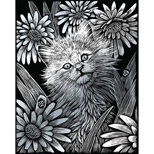 Pracht Creatives Hobby Royal & Langnickel - Kratzbilder Set Haustiere, Silber, 6 Bilder, Pferd, Hundewelpen und Co, Kratzbilder für Kinder und Erwachsene, mit 2 Kratzstiften und Vorlagen