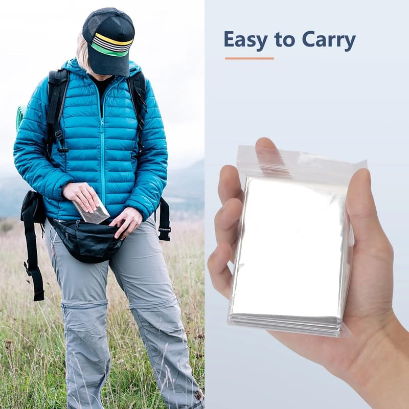 OTICA Emergency Survival Blanket (140cm x 210cm) | Reusable Thermal Mylar Foil Blanket for Outdoor Camping, Hiking, First Aid & Cold Weather Protection (2) 2