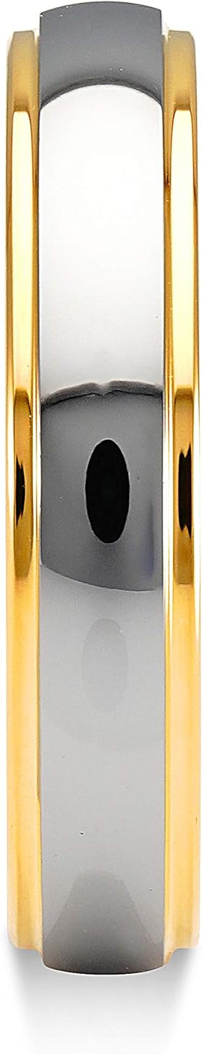 100S JEWELRY 4mm Personalized Engraved Tungsten Rings for Men Women Wedding Band Two Tones Gold Silver Engagement Size 4-13 - Image 3