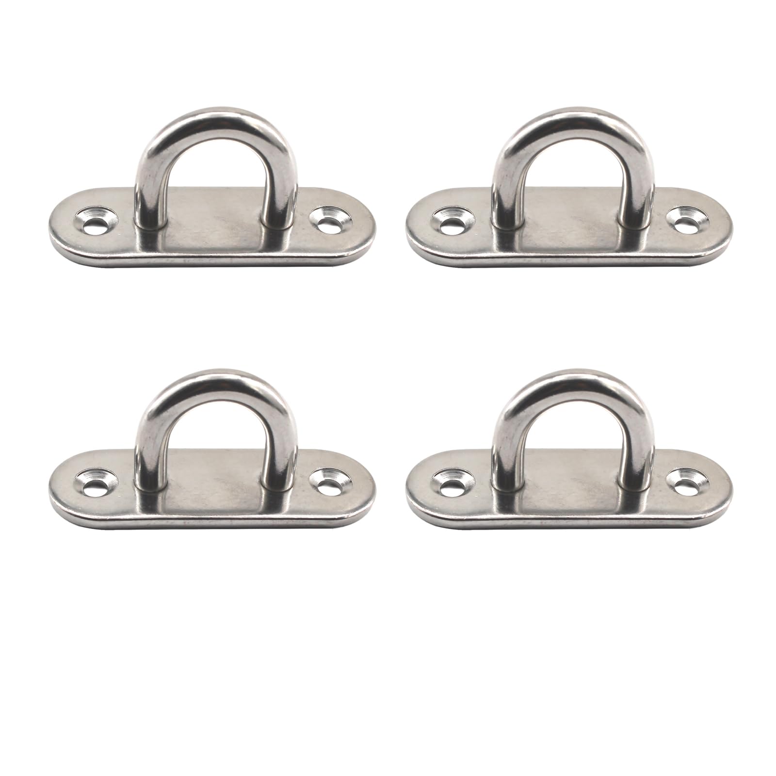 Paraphee 4Pcs M8 304 Stainless Steel Oblong Pad Eye Plate Hook Heavy Duty Ring Hook for Marine Deck Wall Ceiling