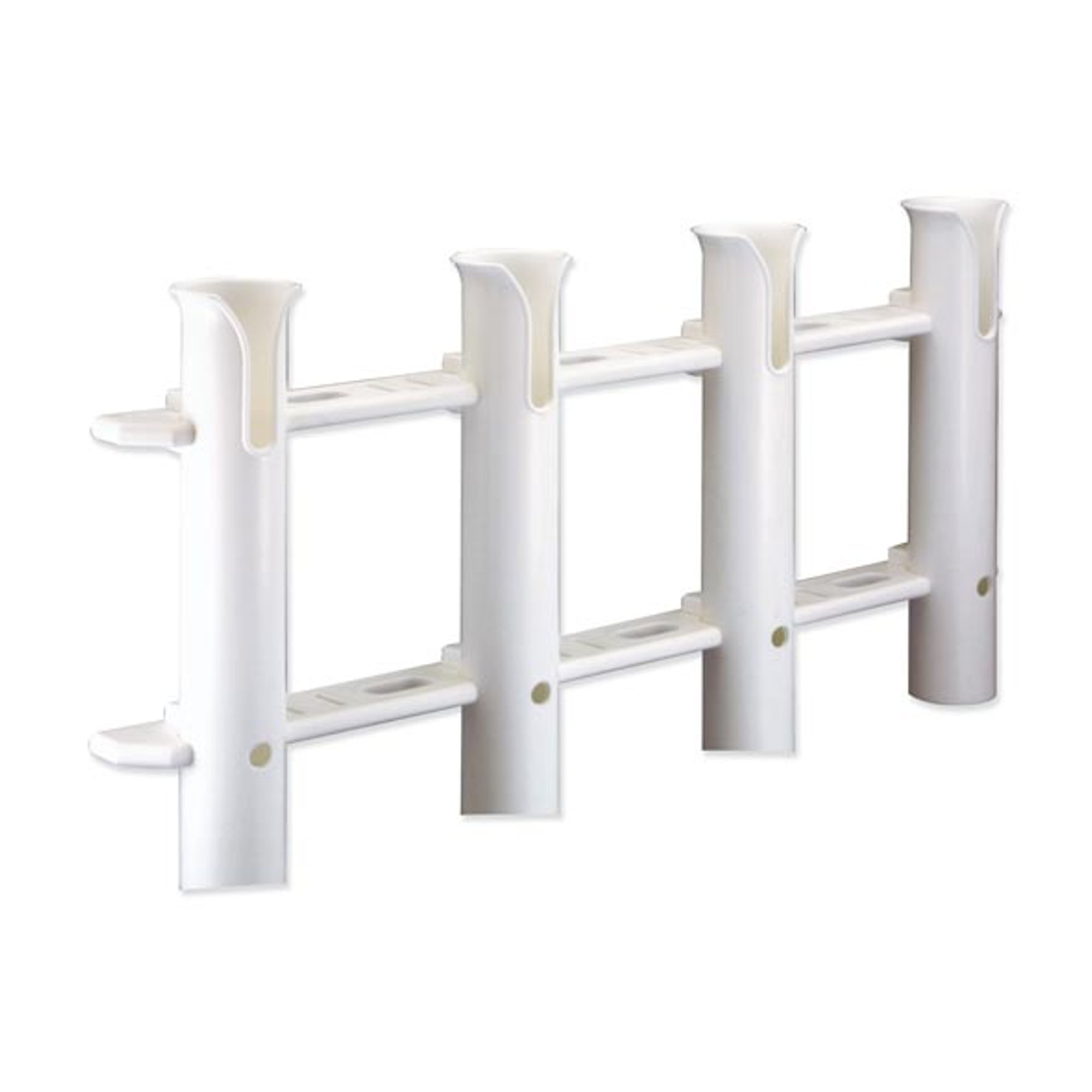 TREM Portacanne Plastica 4 Posti, Ripiani per Canne da Pesca, Bianco, 31 cm x 61.5 cm