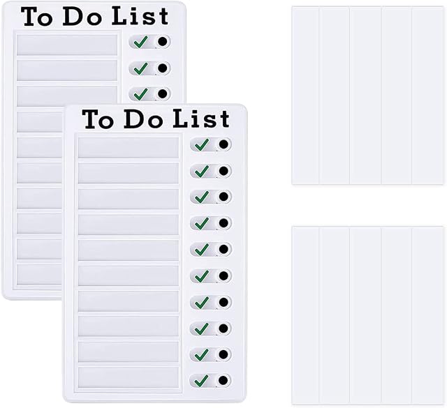 2PCS to Do List Checklist Board,Chore Chart Customized for Adults Boards,Daily Schedule for Kids,Memo Checklist Chore Chart Planner Board Detachable Reusable,with 10 Blank Paper for Home Trave