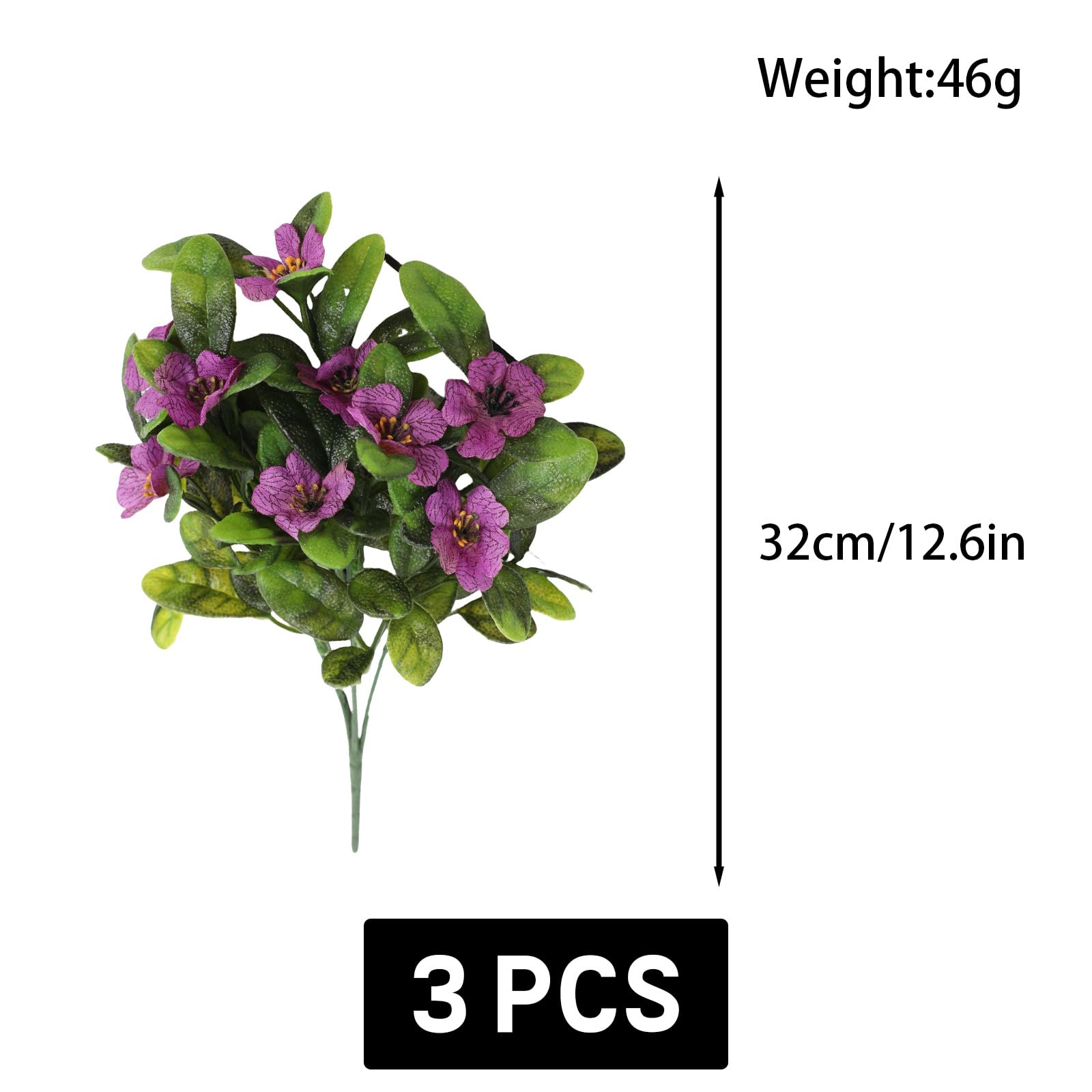 astylishome Purple Artificial Flowers 32 cm Fake Flower for Decoration Simulation Bouquet for Outdoor Indoor Events Wedding Party Home Decoration Floral Arrangements 1517 - Image 3