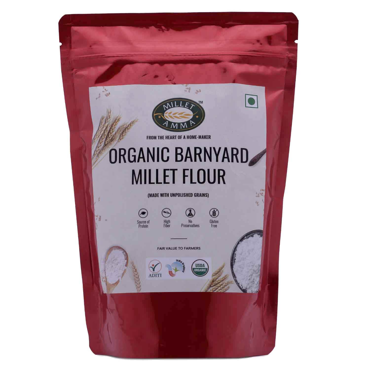 Buy Millet Amma CERTIFIED Barnyard Millet Flour 1 Kg (500g x 2 Packs