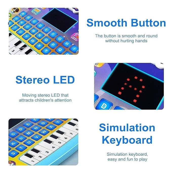 Image of Toys Educational Learning Laptop Toy for Kids Toy with, Animal Voices, Words, Sound Learn Alphabets, Numbers, Spelling Quiz, Food Name (Multicolour, 3 Year+)