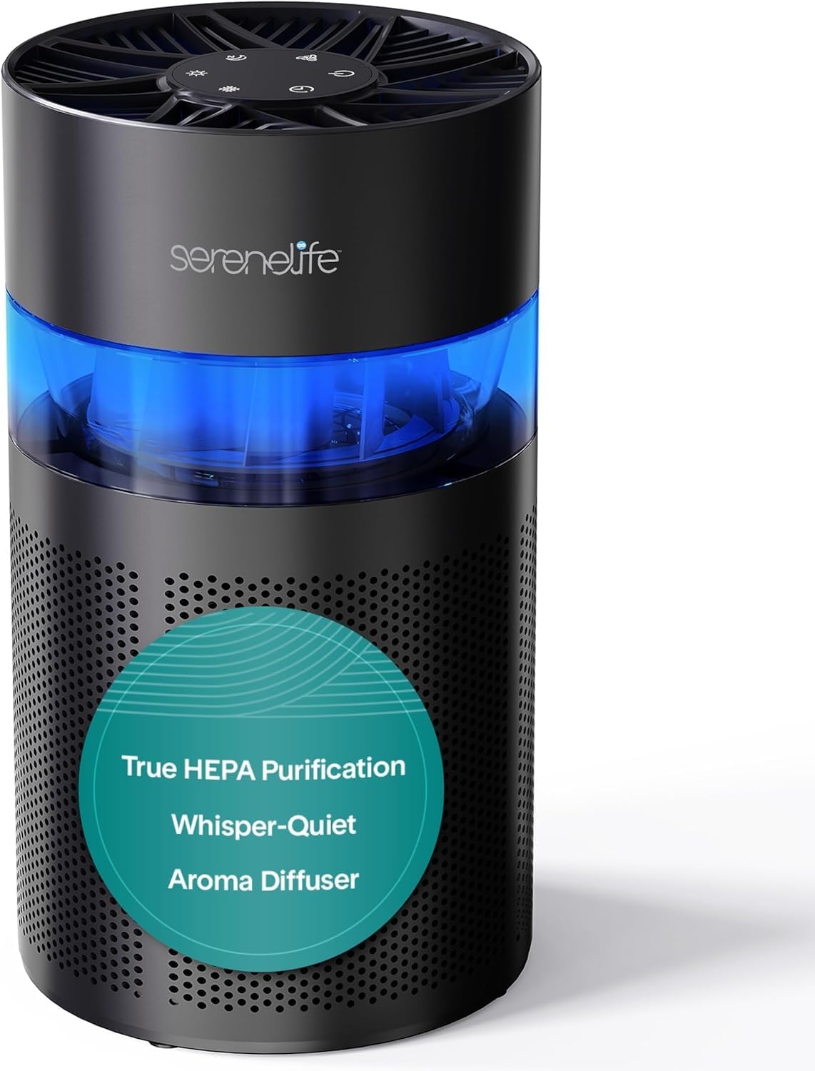 SereneLife HEPA Air Purifier for Bedroom Home– Small Quiet Air Cleaner with Aroma Box & Ambient Light, Timer, Sleep Mode, 2 Fan Speeds with Filter Change Reminder and H13 HEPA Filter, Black