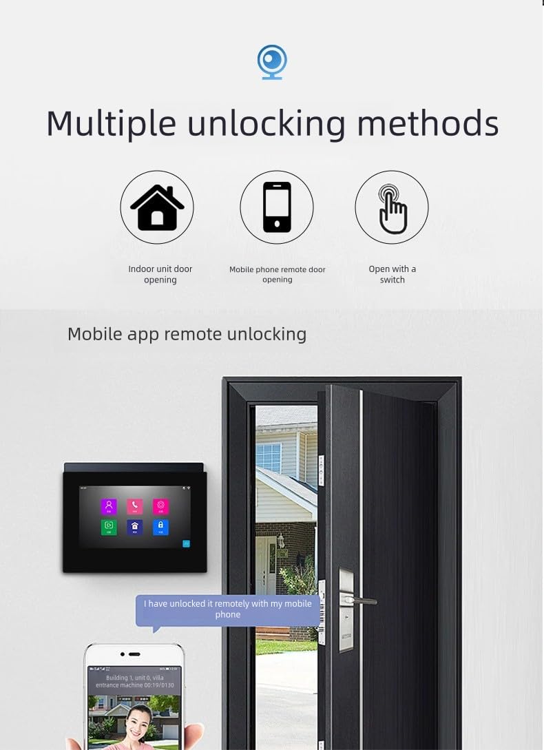 EverVigil TP-001 - Videocitofono wireless con touch screen da 2,4 GHz, Wi-Fi, con rilevamento del movimento AI, audio a 2 vie, visione notturna, archiviazione locale, alimentazione a batteria