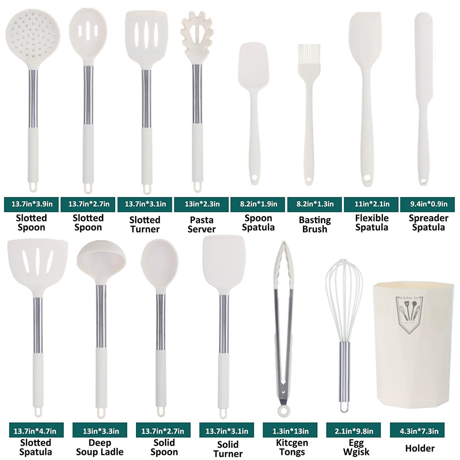 Juego de utensilios de cocina, utensilios de cocina de silicona, juego de espátula de con mango de acero inoxidable, juego de utensilios antiadherentes, herramientas y gadgets de cocina,44PCS
