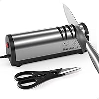Narcissus QN-M866 2-Stage Electric Knife Sharpener with Scissors Slot & Dust Box - Pro Sharpening for Chef Knives