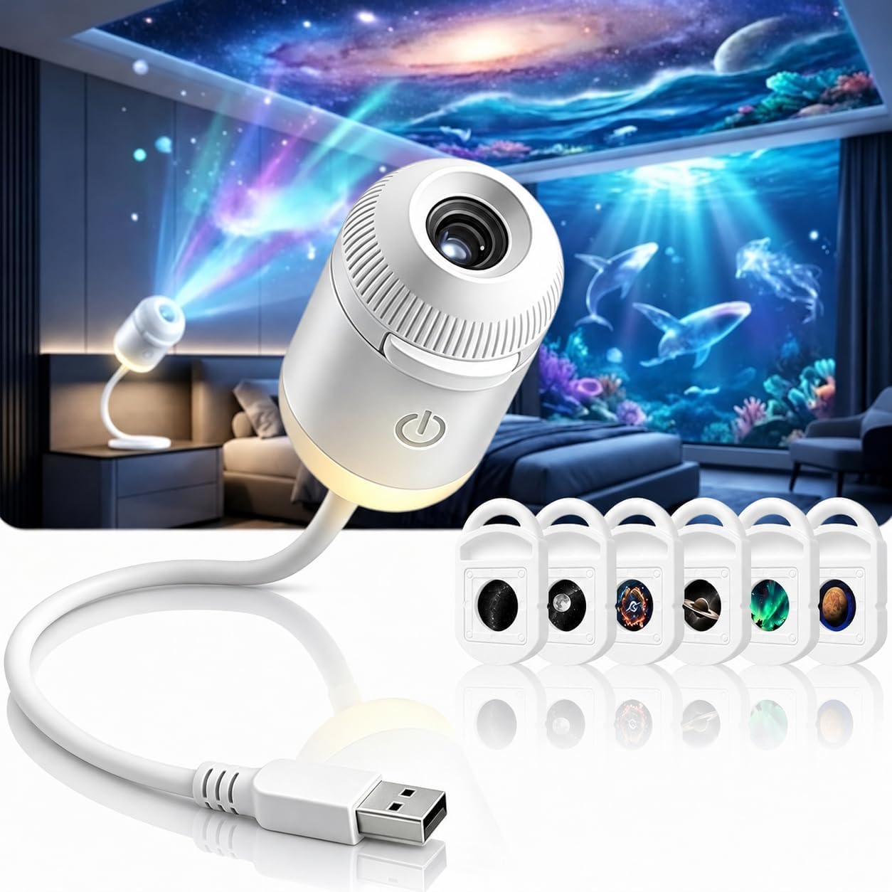 Galaxy Star Projector 2-in-1 Night Light with USB